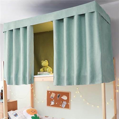 Treer Bettvorhang Hochbett Etagenbett, Blackout Vorhänge Staubdicht Betthimmel Hochbett Etagenbett Kinder Bettzelt Schlafsaal Bettvorhänge für Studentenwohnmein Kinderzimmer (1.5x2M,Salbei Grün)