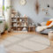 HomebyHome Teppich Wohnzimmer Langlebig Robuster Teppich Cut-Loop Braun 120 cm Rund - Kurzflor Schlingenteppich Schlafzimmer Dekorativer Teppich Meliert Struktur Einfarbig Küchenteppich Schlingenflor