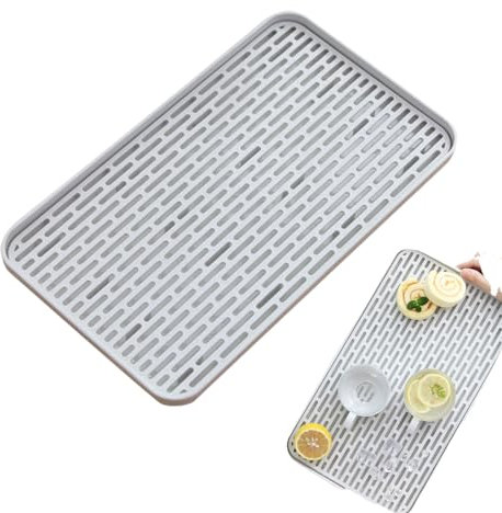TMRBBesty Bandeja de Drenaje,Bandeja de Drenaje de 2 Niveles,Escurridor con Bandeja de Goteo,Bandeja de Goteo de plástico Doble,Cubiertos,Vasos,Fruta,31 x 17,5 cm