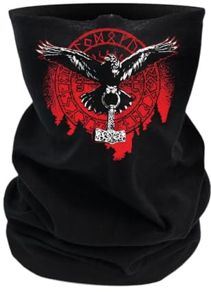 Schlauchschal Halstuch Aufbruch Odins Raben mit Thors Hammer Wikinger Krieger