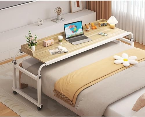 FDSGEEE Table À roulettes pour Lit avec Étagères Bureau À Domicile Bureau Étroit Mobile Console Mobile Table D'appoint pour Canapé-Lit Hôpital Lecture Manger(Color:chêne)