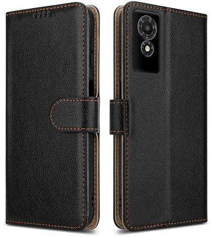 PIXFAB for TCL 501 Case - Leather Wallet Phone Case, Magnetic Book Flip Folio Cover [Card Slots] and [Kickstand] Case Compatible with TCL 501 - Black