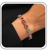 Allereya Vintage Multi Color Cz Tennis Armband Edelstein Geburtsstein Tennisarmband Abwechselnd Geometrisch Tennis Kette Armband Eis Aus Kette Tennisarmband Schmuck Für Frauen Und Mädchen