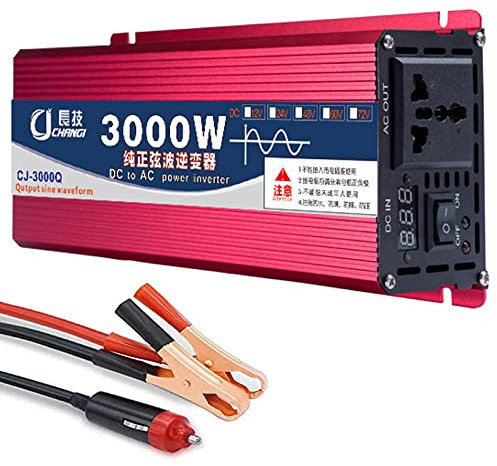 Onduleur à Onde sinusoïdale Pure 1600 W/2200 W/3000 W DC 12 V/24 V/48 V/60 V vers AC 220 V avec Prises AC pour Camping-Car, Camion, Voiture, Bateau, Camping, 24 V-2200 W (24 V 3000 W)