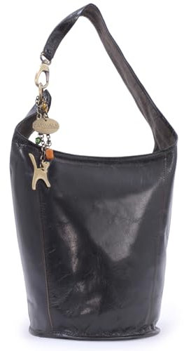 Catwalk Collection Handbags - Damen Leder Schultertasche - Beuteltasche/Handtasche Mittelgroß - Glastonbury - Braun