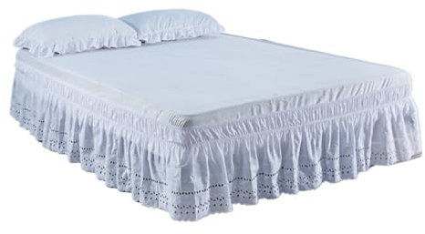 Cache-sommier brodé avec tissu résistant Blanc 160 x 200 x 38 cm
