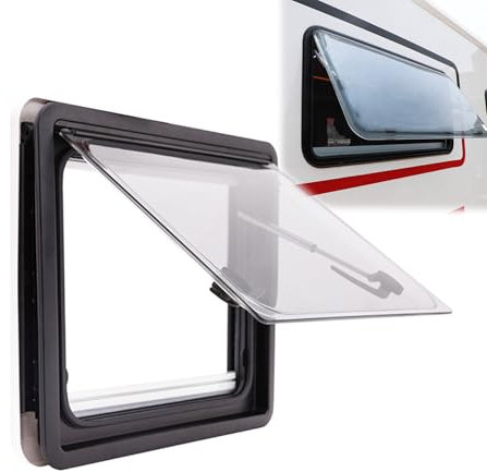 Fenêtre Latérale De Caravane-Ouverture Push-Pull 65 °- Avec Moustiquaire - Brise-Vue - Store Occultant - Pour Camping-Car, Caravane Et Camping-Car ,Noir,13.7*11in