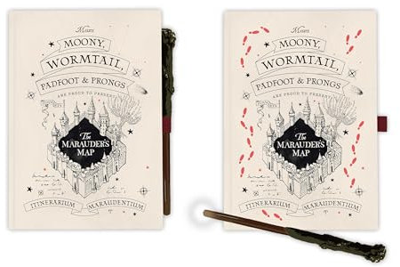 Grupo Erik: Quaderno Harry Potter Mappa del Malandrino | Quaderno A5 con Penna Bacchetta e inchiostro invisible, Segnalibro, Tasca espandibile, 192 pagine 100 g/m², Harry Potter Gadget