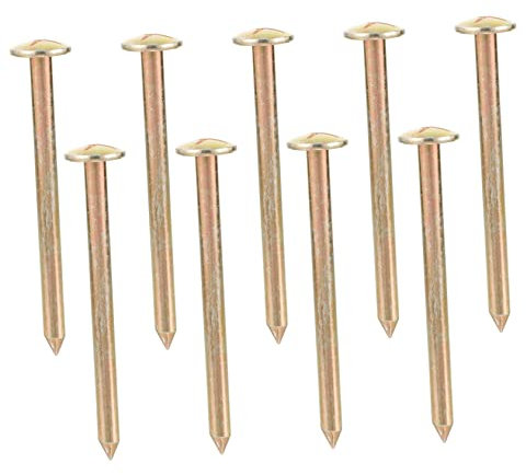 Yardwe 10pcs Galvanized Steel Property Line Markers Garden Stakes Border Pegs 10cm Outdoor Lawn Ground Nails for Landscaping and Surveying