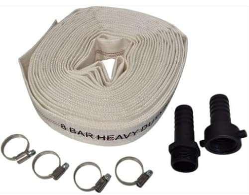 AP Supplies Lay Flat Hose Set E, 8 Bar, 20m, 1.25in | Compact 8 bar hose deploys quickly for irrigation and water discharge