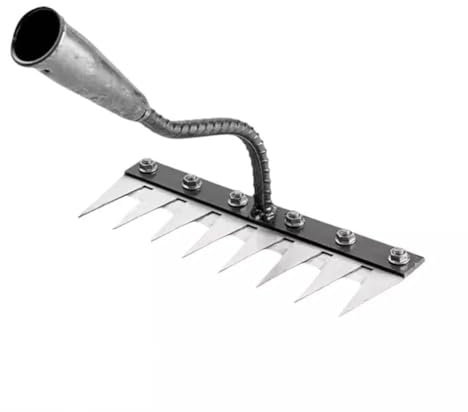 Rastrello da giardino in acciaio al carbonio con 6, 7 o 8 denti, rastrello in metallo resistente per diserbo da giardino efficiente (8 denti)