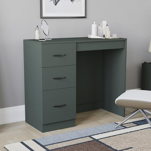 Vida Designs 3 Drawer Dressing Table Makeup Desk Riano Bedroom Furniture (Jasper Green)