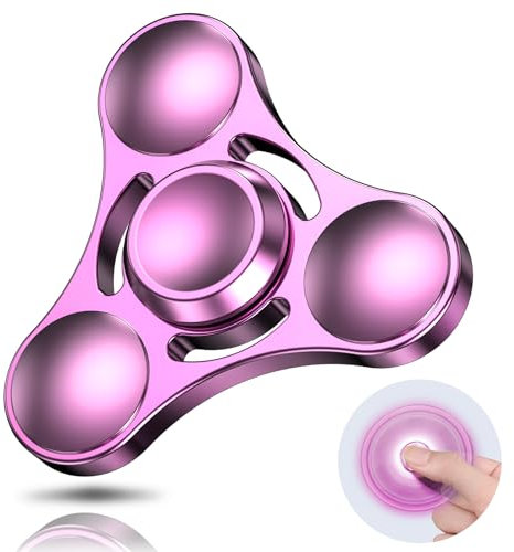Coolden Fidget Spinner Metall Fidget Toys EDC Hand Spinner Edelstahl Lager 2-5 Min Hochwertig Finger Kreisel Spielzeug ADHD Anti Stress Spielzeug Tri-Spinner Fidget Toy für Erwachsene Kinder Rose