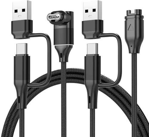 ACEQINGSE Upgraded Charger for Gramin Watch, 2 in 1 USB C/A Charging Cable for Garmin Watch Fenix 8 7 6, Vivoactive, Instinct, Venu, Tactix, Forerunner, Approach, Venu, Vivomove, Quatix, 2 Pack