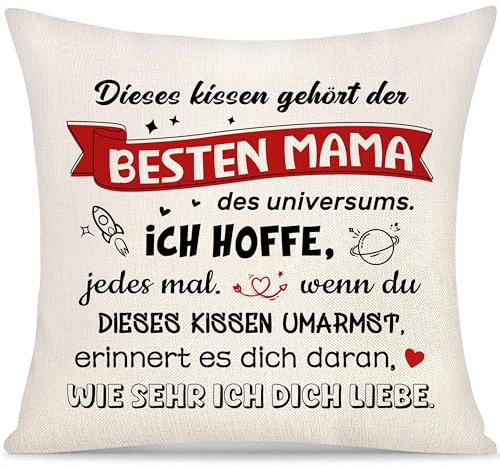 Yoskiasd Kissenbezug für Mama Geschenk von der Tochter und dem Sohn | Dekorativer Kissenbezug,45cm × 45cm großer Kissenbezug aus Leinen,perfekte Geschenke zum Muttertag,Geburtstag und Weihnachten