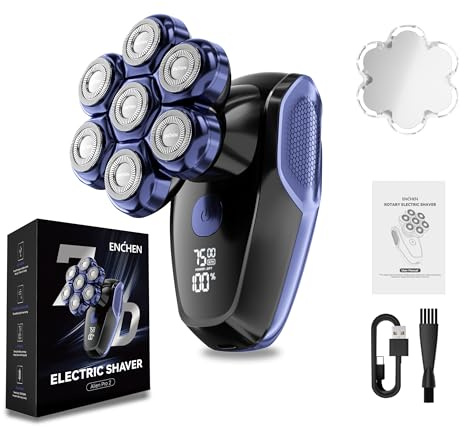 ENCHEN Bald Head Shaver for Men - 7D Electric Hair Shaver with Magnetic Blade, 2-Speed Adjustment, IPX7 Waterproof, Type-C Rechargeable Razor, LED Display, Cordless Wet/Dry Skull Shavers for Bald Mens