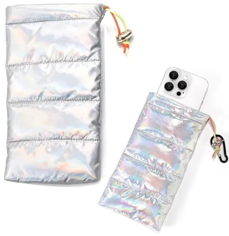 WUY Calzini per cellulare,1 Custodia termica per telefono in argento, borsa universale per riporre piumini, regalo di Natale per smartphone, custodia invernale per telefono