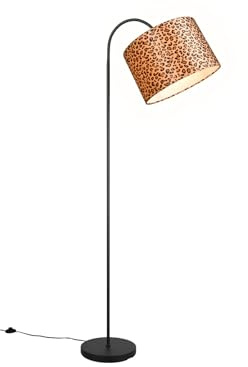 Große Stehlampe mit Lampenschirm aus Stoff Leopardenmuster, max. Höhe 207cm