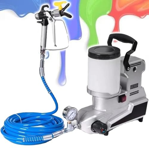 Pistolet à Peinture Airless Portable 2,5 L/Min,Pistolet à Peinture Airless Haute Pression 1600 W avec Tuyau De 5 M, Parfait pour Les Projets De Peinture IntéRieure Et ExtéRieure