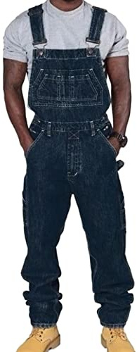 ORANDESIGNE Salopette Homme Vintage Coupe Régulière Multipoches de Travail Salopette Jeans Pantalon en Denim Slim Jumpsuit Dungarees Streetwear