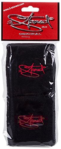 2Stoned Original Schweißbänder 8cm Schwarz mit Stick in Rot
