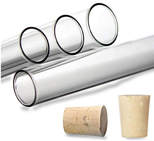 Tuuters Glas Reagenzgläser mit Korken 100 Stück (200 x Ø20mm) Gewürzgläser | Reagenzglas mit Kork Verschluss, Glasröhrchen für Gewürze Deko Blumen Geschenke Geldgeschenk kleine Gläser als Gastgeschenke