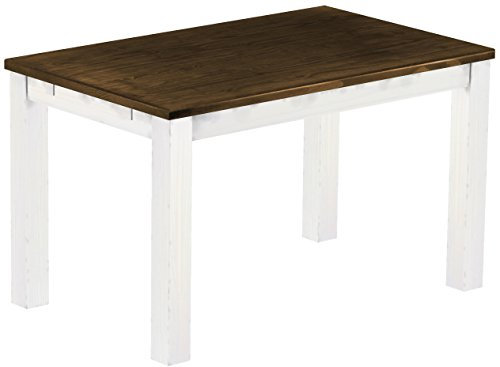 Esstisch Rio Classico 130x80 cm Eiche Weiß Holz Pinie Massivholz Esszimmertisch Echtholz ausziehbar vorgerichtet für Ansteckplatten Brasilmöbel
