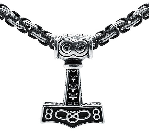 SoulCats Thorshammer Anhänger Königskette Edelstahl Mjölnir Mjöllnir Thors Hammer Thor