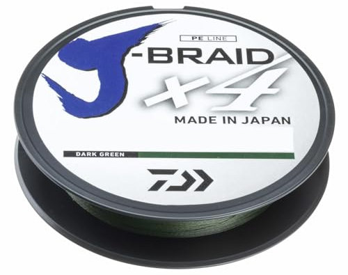 Daiwa Erwachsene J-Braid X4E Schnur, Dunkelgrün, 0,13 mm