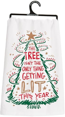 Primitives by Kathy LOL Made You Smile Christmas Geschirrtuch, Textil, Beleuchtet, 28 x 28-Inches