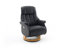 Robas Lund Relaxsessel Calgary Comfort XL elektrisch verstellbar, bis 150 kg belastbar, Echtleder schwarz, Gestell Holz natur