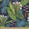 ABAKUHAUS Blatt Stoff als Meterware, Tropisches Dschungel-Muster, Qualitäts Stoff Dekorativer Polster Heimtextilienstoff, 2M (148x200cm), Kadett Blau Grün