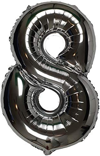 DIWULI Globo de Cumpleaños 8 Años XL Plata - Número 8