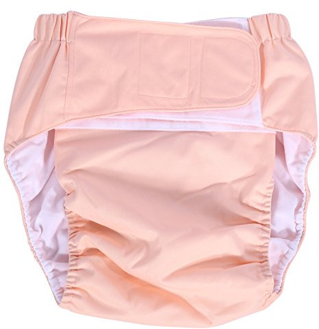 Erwachsene Windel -1PC waschbar adjuatable Stoffwindel wiederverwendbare Erwachsenen Windel atmungsaktiv Inkontinenz Windel Hose 6 Farben(Hell-Pink)