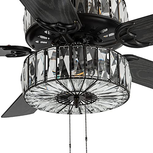 River of Goods Glam - Ventilatore da soffitto a LED a doppia illuminazione, larghezza 150 cm, trasparente