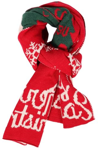 SOIMISS Weihnachtsschal Doppelseitig Gestrickter Schal Weihnachtselchschal Weihnachtsmannschal zu Weihnachten
