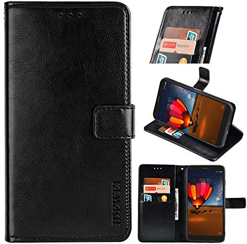 BellaCase Wiko View 5/View 5 Plus Handyhülle Hülle Leder Flip Case [Kartenfach] [Standfunktion] [Magnetschnalle] Wallet Cover für Wiko View 5/View 5 Plus Smartphone(Schwarz)