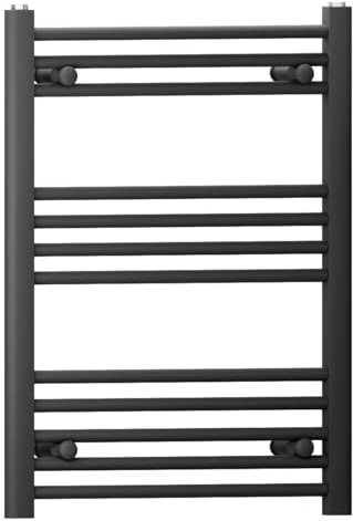 550mm Wide Straight Flat Black Heated Bathroom Designer Towel Rail Radiator For Central Heating (Alyssa 550 * 700mm)