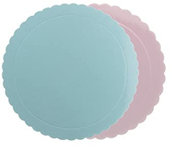 dekora - Support à gâteaux en carton - Surface lisse avec bord ondulé - Idéal pour les gâteaux, cupcakes et desserts lors de fêtes et événements - 2 couleurs : bleu et rose - Diamètre 30 centimètres