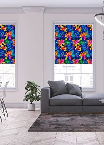 Lister Cartwright Azalea Floral Blackout Roller Blinds Polyester Windows Blind Easy Fit Child Safety Included Made to Measure(Blue, 120 cm Width x 140 cm Drop)