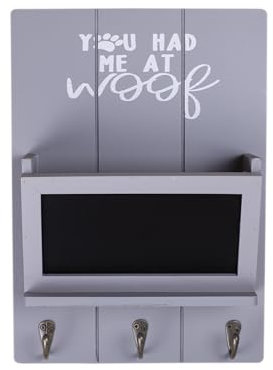 You Had me at Woof Wall Hook Dog Leash Key Holder Mail Organizer Home Decor Pet Accessories (Grey Painted)