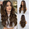 HAIRCUBE Lange braun Perücke Natürliche synthetische, wellenförmige Perücke mit mittlerem Teil voller Perücken für frauen natürliche tägliche Verwendun
