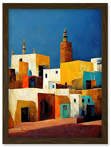 Doppelganger33 LTD Morocco Skyline Cityscape Modern Artwork Framed Wall Art Print A4