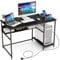 COSTWAY Computer Desk, 120CM Study Table Writing Workstation with Storage Shelf and CPU Stand, Wooden PC Laptop Table Gaming Working Desk for Home Office Bedroom, 120 x 60 x 75cm (Black)