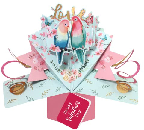 Love Birds Happy Valentine's Day Pop Up Card 3D Romantic Greeting Cards POP199V01