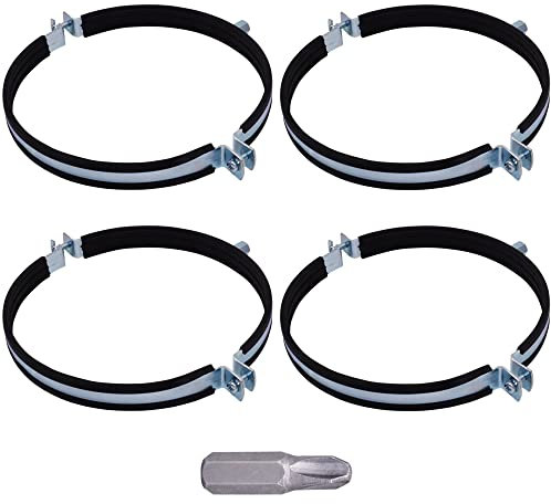 SKIR'CO (4 piezas) Soportes de tubería con forro de goma para tuberías de 200 mm, abrazaderas de tubo, soportes de tubería para montaje en pared y techo