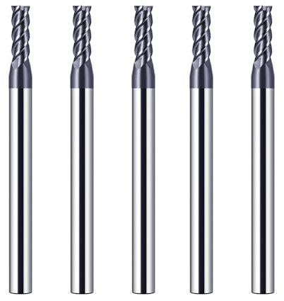 CREEYA 5 pezzi Fresa in metallo duro 3mm, 4 flauto/4 Precision CNC Fresa, HRC55, Nero Rivestimento in AlTiN, frese cnc 3mm per Acciaio Metallo legno Acrylique Plastique (3mm)