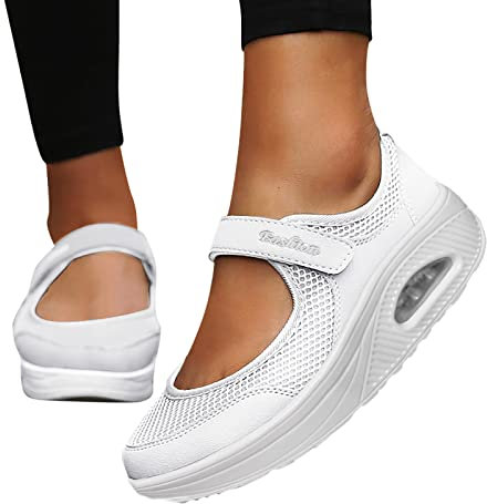 Orthopädische Schuhe Damen Air Cushion Diabetiker Schuhe Slip-On Mit Luftkissen Wmshoe Laufschuhe Walkingschuhe Turnschuhe Slipper Plateau rutschfest Mit Fussbett Hausschuhe Sneaker Sportschuhe
