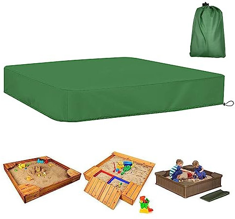 HAOMEEDUO Couverture de Bac à Sable 155 * 155CM Housse Bac à Sable avec Cordon de Serrage Couvre Bac à Sable en Tissu Oxford Bâche de Protection pour Bac à Sable Étanche pour Piscine Jardin, Vert
