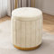 Velvet Vanity Stool with Storage, Round Ottoman, Comfort Upholstered Foot Rest, Bedroom Makeup Stool for Girls' Room - Beige, 34x34x44cm (13x13x17in)